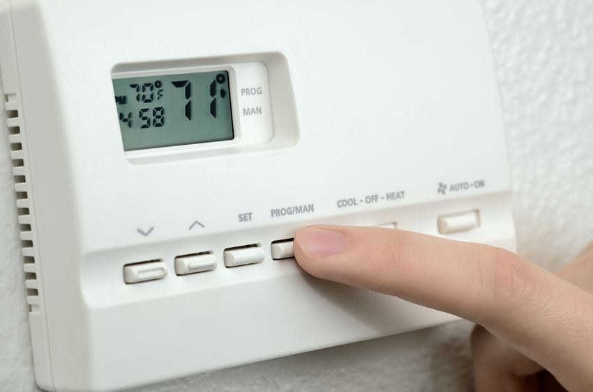 Check your thermostat to make sure it is set to "auto" and not just "on."